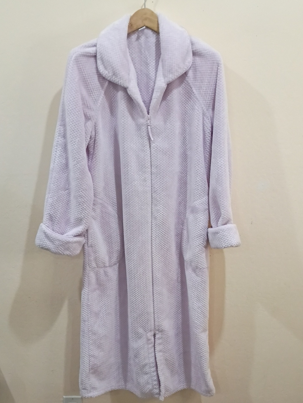 Adonna Purple Zip Up Plush Robe, Size M - Vintage!